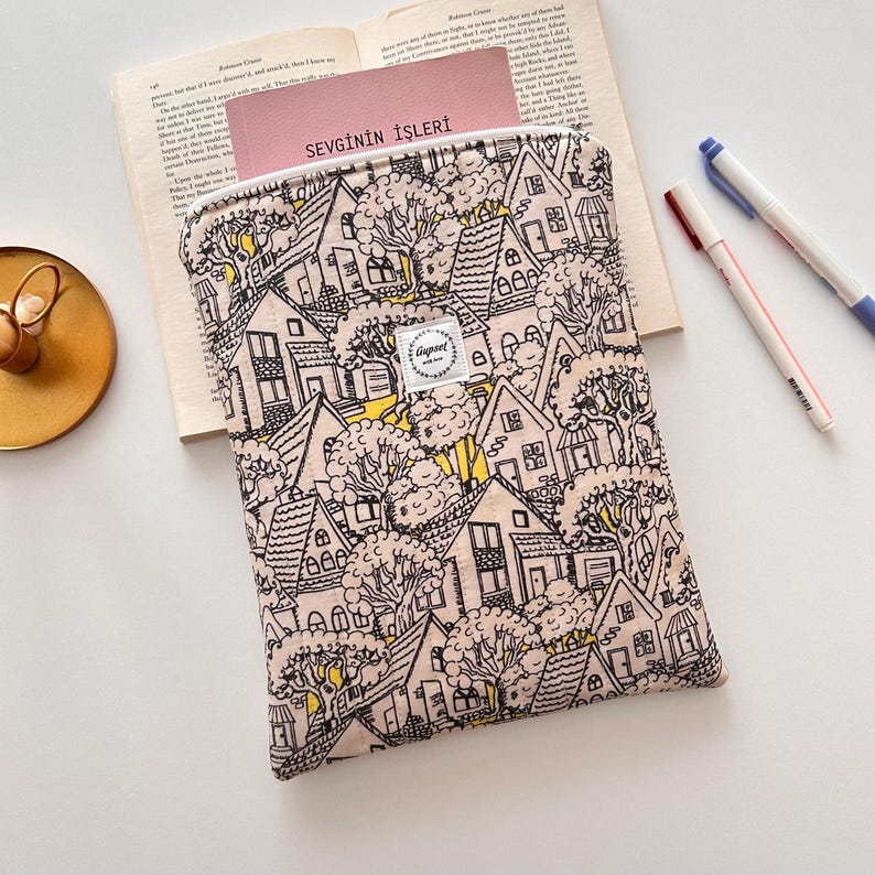 Handmade Book Sleeve, Padded Book Sleeve, Back to School or Christmas Gift image 6