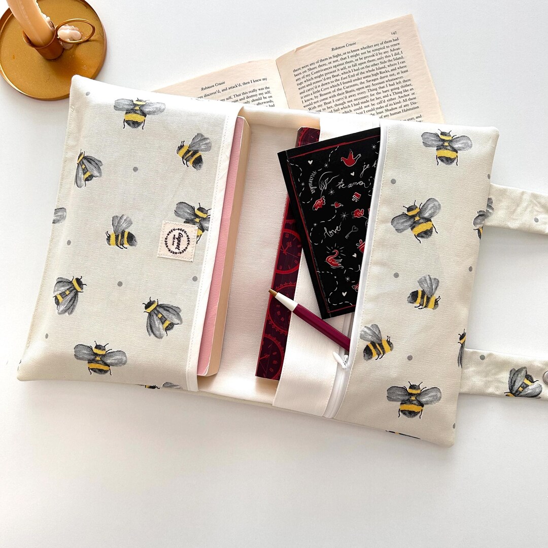 Cute Bee Book Sleeve – Multi-pocket Organizer for Planners, Journals ...