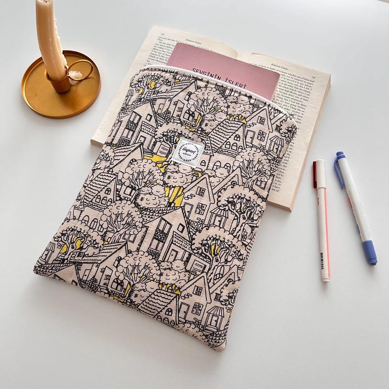 Handmade Book Sleeve, Padded Book Sleeve, Back to School or Christmas Gift image 1