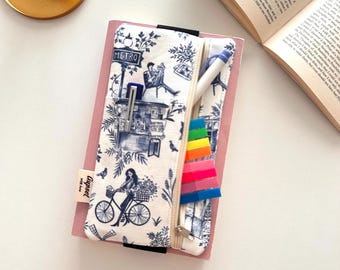 Paris Fabric Pencil Case – Zipper Pouch with Elastic – Stationery Organizer – Gift for Students or Travelers –  Back to School Gift