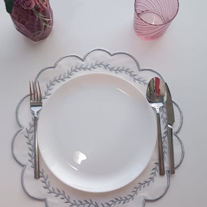 Embroidered Table cloth, embroidered placemats, fabric placemats, Placemats sets, Kitchen Linens, Table cloth