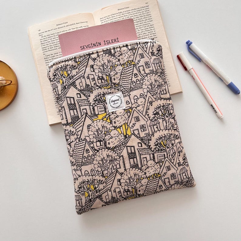 Handmade Book Sleeve, Padded Book Sleeve, Back to School or Christmas Gift image 3