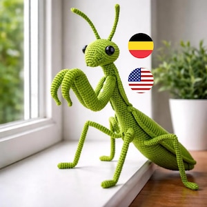 Praying Mantis Crochet Pattern PDF | Realistic Amigurumi Insect | Wire Legs BLO Texture | Advanced | English + German