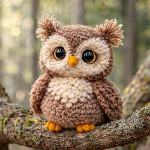 Crochet Owl Pattern PDF, Owl Amigurumi Pattern, Realistic Woodland Bird Crochet Tutorial, Woodland Creature Tutorial, English+German PDF