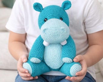 Amigurumi Hippo Pattern, Crochet Hippopotamus PDF, Cute Hippo Toy DIY, Safari Animal Crochet, Digital Download, Safari Nursery Decor
