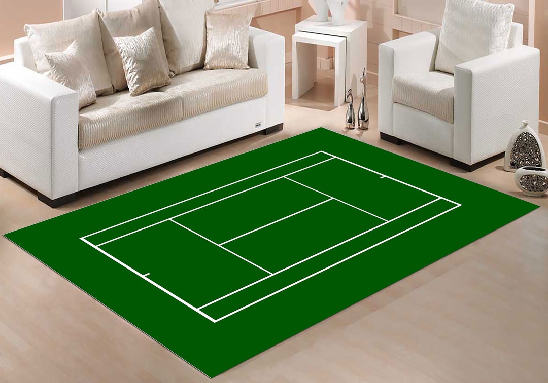 Tennis Coloured Rug Tennis Court Rug,tennis Rug,modern Rug,tennis Ball Rug,sports Decor ...