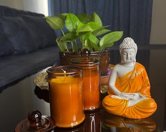Amber Jar Soy Candle | Vanilla+Oud, Rose+Oud | Hand-poured Gift Candle