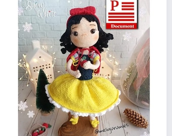 Amigurumi Doll,Amigurumi Pattern,Crochet,Crochet Patterns,Crochet English Pdf,Amigurumi Doll,English Pattern,Pdf,Princess Snow White,Cadeaux