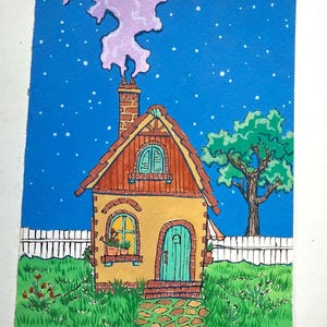 Mini House Painting in Gouache - Original