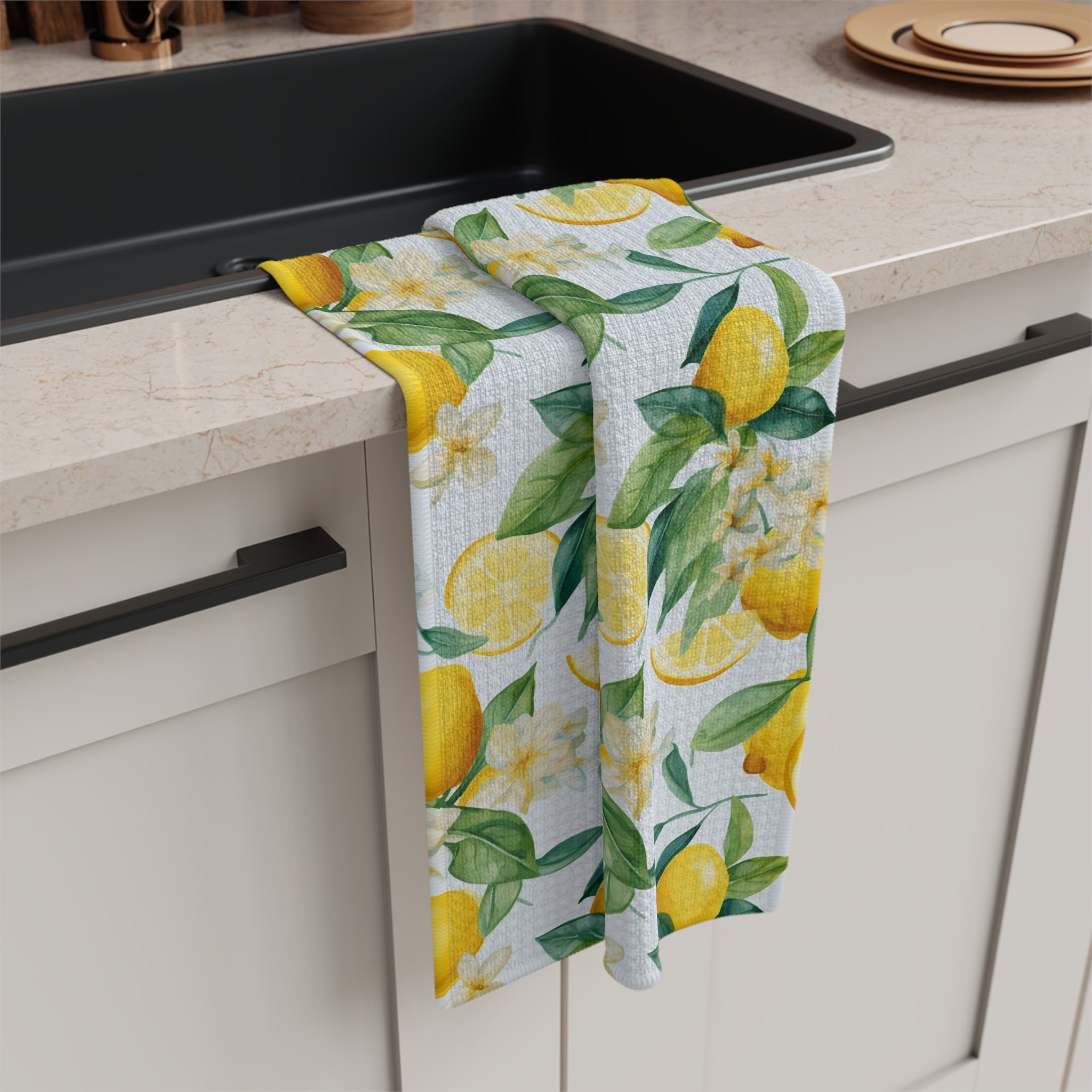 KOALAND Flour Sack Towels, Set of 3 Oversized Tea Towels for Kitchen with  Printed Lemon Designs, 100-percent Cotton, Cute Kitchen Towel Set, Lemon
