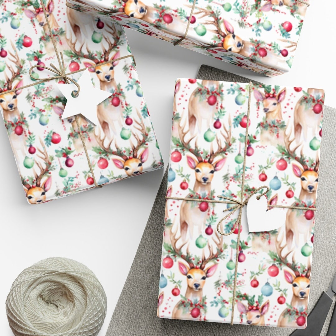 Christmas Wrapping Paper Reindeer Wrapping Paper Christmas Etsy