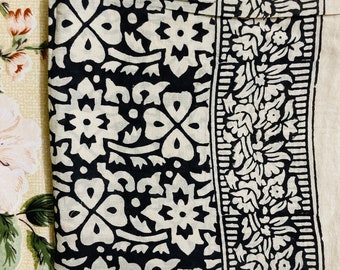 Hand Block Printed Cotton Scarf - Indian Traditional Square Scarf | Silk Scarf, Summer Dress, Silk Kaftan