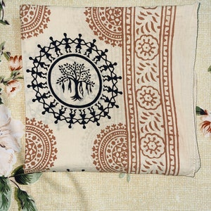 Indischer Handblockdruck-Baumwollquadratschal - Leichte Boho-Mode | Handgefertigte Geschenke, handgemachte Gesichtsmaske, umweltfreundliche Geschenke