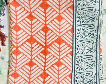Indian Hand Block Printed Cotton Square Scarf - Traditional Boho Fashion | Traditional Scarves, Unique Gifts, Silk Scarf