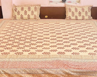 Handmade Floral Blockprint Bedsheet Set - Elegant Bedroom Décor