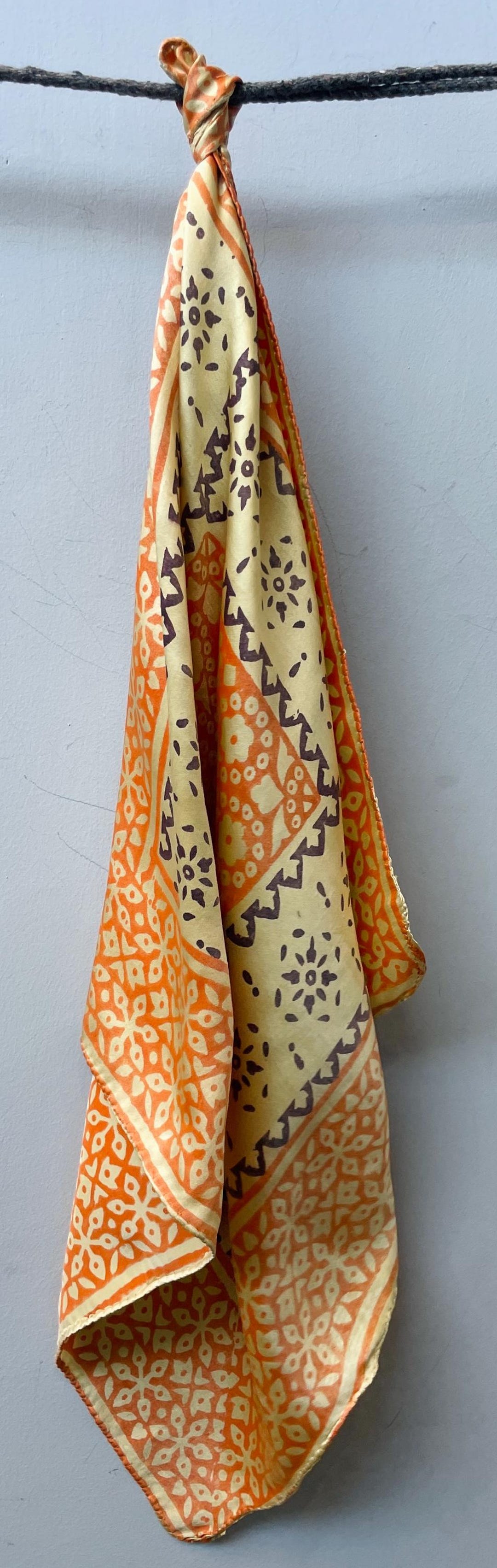 Handmade Silk Bandana Scarf,hand Block Print Neckerchief,necktie