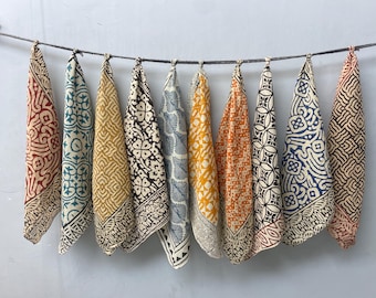 Set of 10 Handcrafted Bandana Scarves | Block Print Face & Neck Wrap