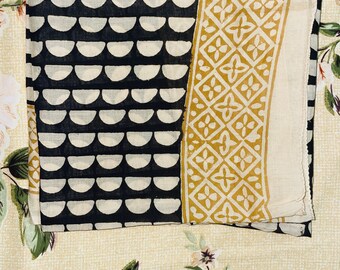 Hand Block Printed Cotton Square Scarf - Boho Chic Indian Design | Chunky Scarf, Chiffon Scarf, Lightweight Scarf