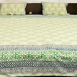 Indian Block Printed Bedspread - Cotton King Size Bed & Sofa Cover