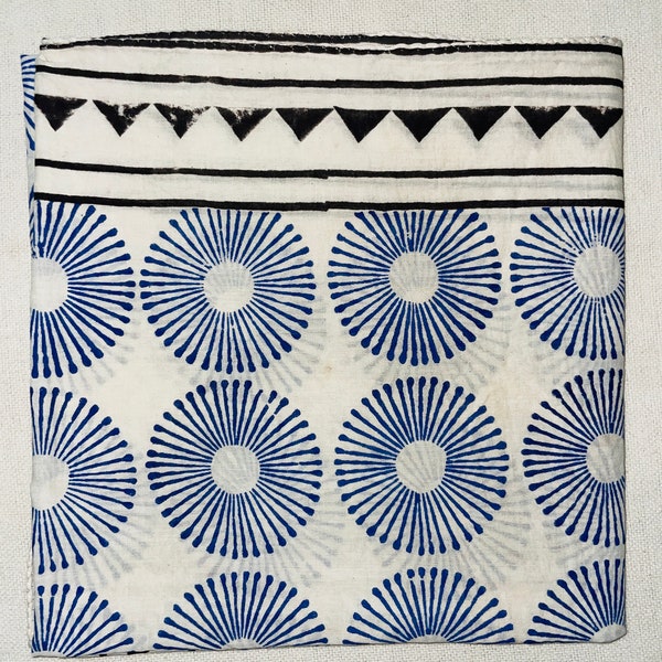 Indisk bomullshalsduk med blocktryck: Handgjord fyrkantig halsduk