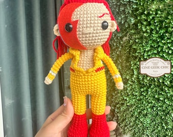 Bambola all'uncinetto di David Bowie / Amigurumi di Ziggy Stardust / Peluche rockstar creato dai fan / Regalo di una leggenda della musica / Bambola da collezione glam-rock