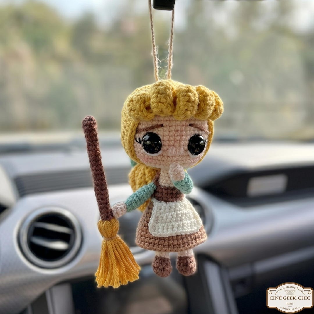 Handmade Maid Cinderella Princess Crochet Car Hanging, Classic Fairy ...