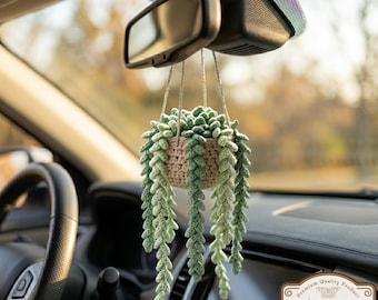 Handgemachte Sukkulenten Rebe häkeln Auto hängen, Pflanze Dekor Innen Geschenk