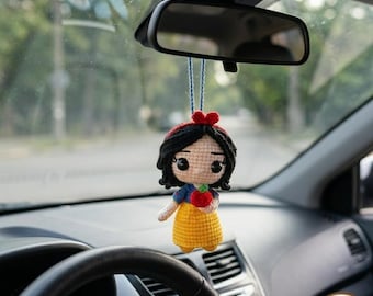 Handmade Snow White Princess Crochet Car Hanging, Classic Apple Doll Charm