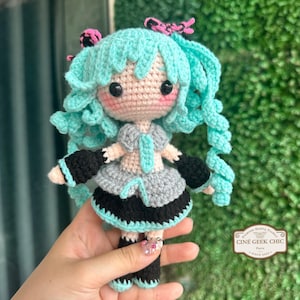 Hatsune-Miku Inspired Crochet Doll | Vocaloid Fanmade Amigurumi Plush | Handmade Soft Chibi Miku Collectible | CV01-doll plush collectible