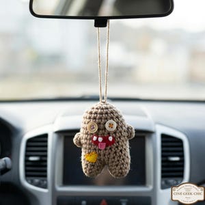 Handmade Fuggler Monster Crochet Car Hanging, Weird Cute Rearview Buddy