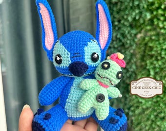 Stitch-and-Scrump Inspired Crochet Doll | Cute Alien & Rag Doll Duo | Handmade Amigurumi Gift | Experiment-626 Plush Toy |Blue-alien-monster