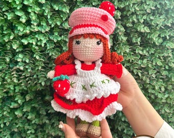 Strawberry-Shortcake Crochet Doll | Handmade Amigurumi | Nostalgic Mini Plush |Strawberry Shortcake Plush | Strawberry Shortcake collection