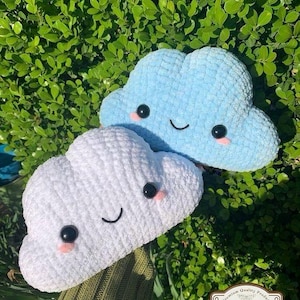 Mignon nuage fait main au crochet peluches | Peluche nuage Amigurumi | Décoration de chambre de bébé nuage kawaii | Cadeau baby shower | Petit oreiller nuage cosy