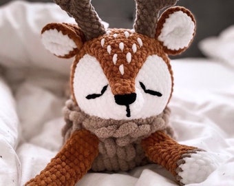 Handmade Plush Reindeer Toy - Soft and Cuddly Deer Crochet for Kids