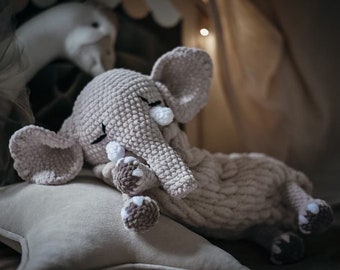 Handmade Plush Elephant Toy - Soft and Cuddly Elephant Crochet for Kids Safari