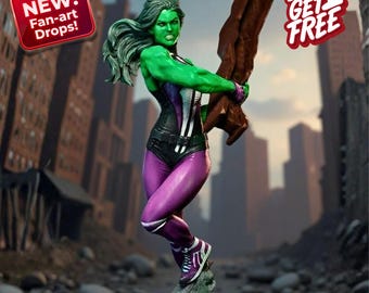 Gamma Strength Warrior Woman Figure | Emerald Power Titaness Statue | Hero Display Model | STL 3D PRINT Files