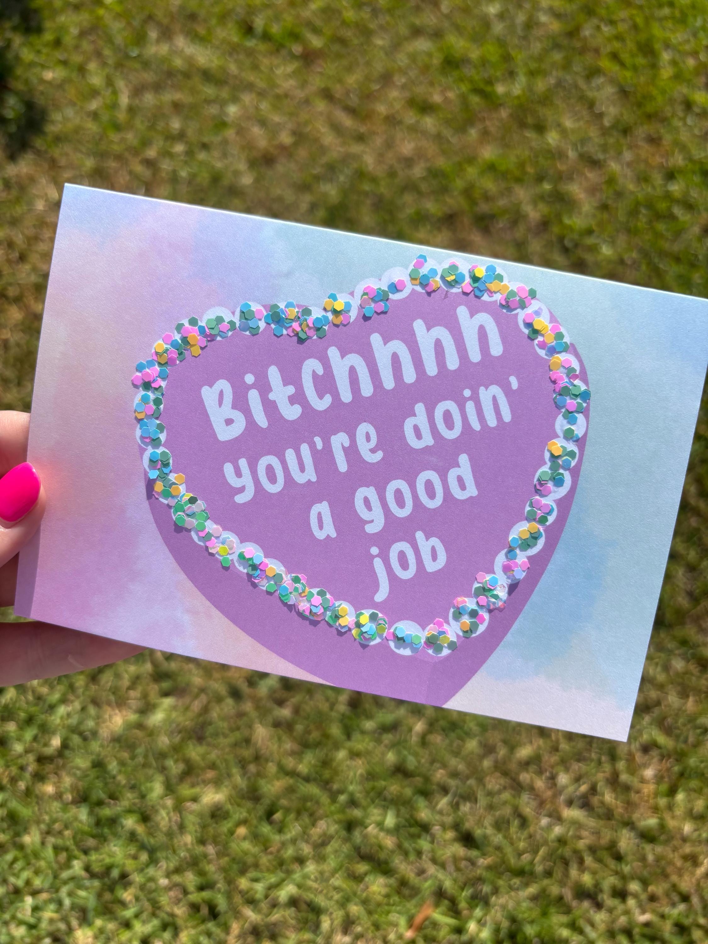 Homemade Good Job Card Sarcastic Good Job Card | Glitter Accent Encouragement - Etsy