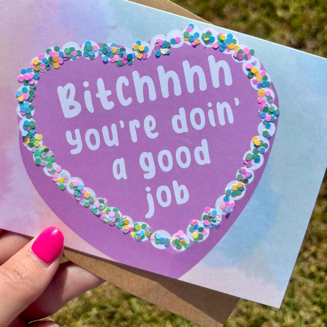 Homemade Good Job Card Sarcastic Good Job Card | Glitter Accent Encouragement - Etsy