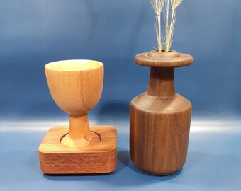 vase turning vase wooden vase walnut wood hornbeam goblet object home office vase set vavo decorative rustic vase