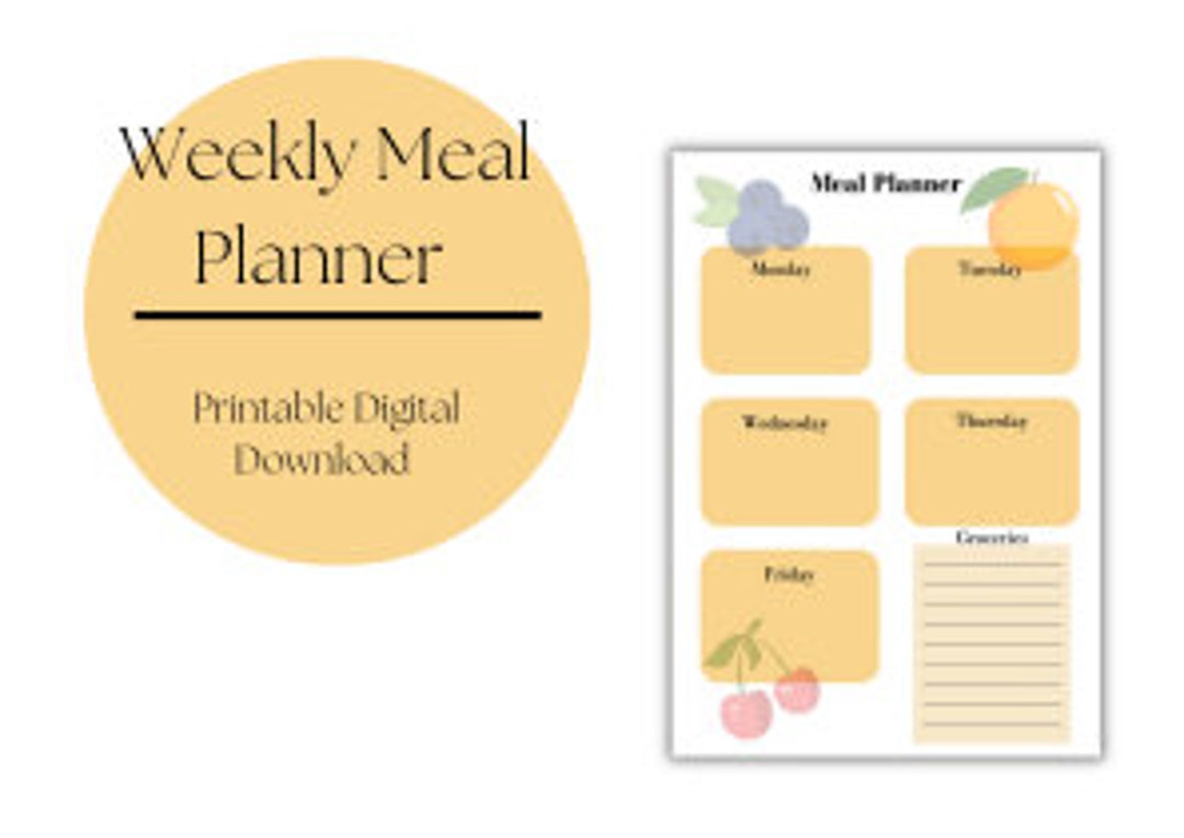 Printable Weekly Meal Planner - Etsy