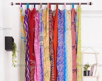 FREE SHIPPING - Indian Handmade Silk Saree Fabric Curtain Decorative Boho Hippie Curtain, Room Decor Patchwork Curtain, Window Decor Curtain