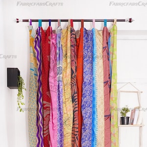 FREE SHIPPING - Indian Handmade Silk Saree Fabric Curtain Decorative Boho Hippie Curtain, Room Decor Patchwork Curtain, Window Decor Curtain