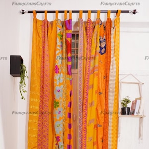 FREE SHIPPING - Indian Handmade Silk Saree Fabric Curtain Decorative Boho Hippie Curtain, Room Decor Patchwork Curtain, Window Decor Curtain
