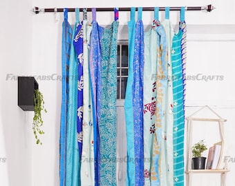 FREE SHIPPING - Indian Vintage Silk Sari Fabric Curtains Handmade Decorative Boho Hippie Curtain, Room Decor Patchwork Curtain, Window Decor