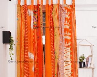 FREE SHIPPING - Indian Handmade Silk Saree Fabric Curtain Decorative Boho Hippie Curtain, Room Decor Patchwork Curtain, Window Decor Curtain