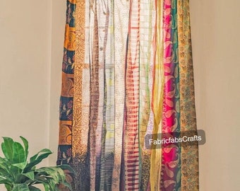 SERVICE EXPRESS de tissu indien vintage en vieille soie sari fait main rideau porte fenêtre décor up rideau recyclé maison porte fenêtre rideau