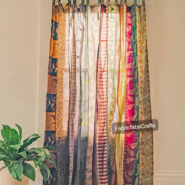 EXPRESS SERVICE of Indian Vintage Old Silk Sari Fabric Handmade Curtain Door Window Decor Up cycled Curtain Home Door Window Curtain