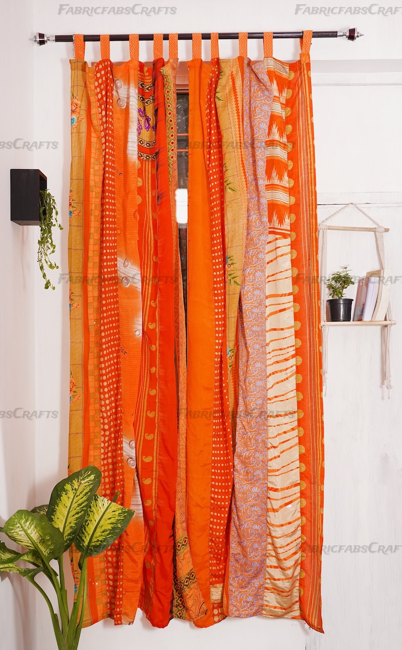 FREE SHIPPING - Indian Vintage Silk Sari Fabric Curtains Handmade ...