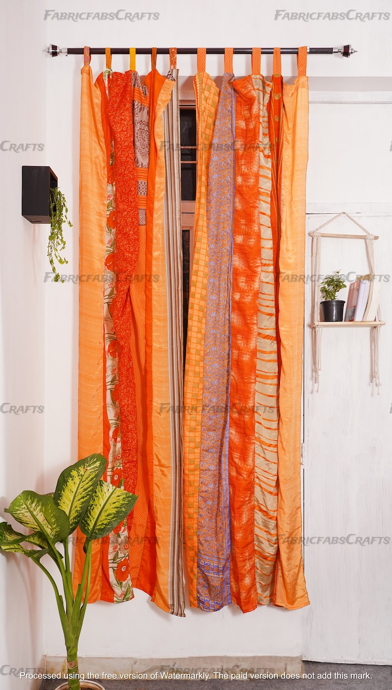 FREE SHIPPING - Indian Vintage Silk Sari Fabric Curtains Handmade ...