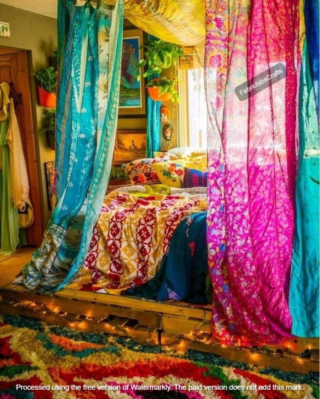 EXPRESS SERVICE of Indian Vintage Old Silk Sari Fabric Handmade Curtain ...